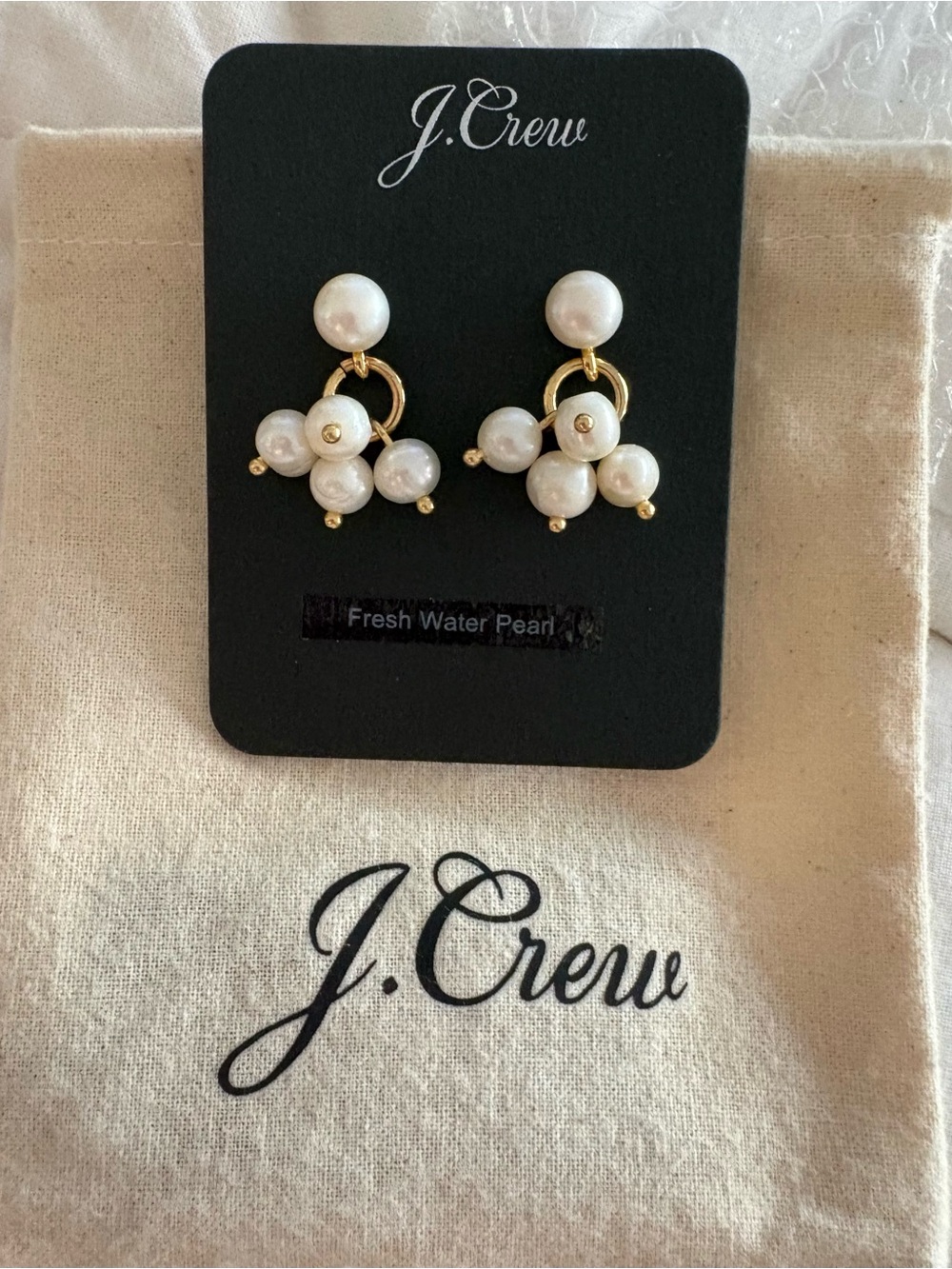 J. Crew Gold-Tone Cluster Pearl Drop Earrings